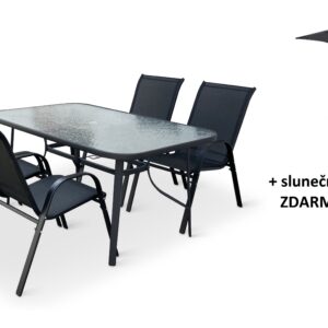 Nábytek Texim Zahradní jídelní set Klaudie + 4x židle RAMADA + slunečník zdarma