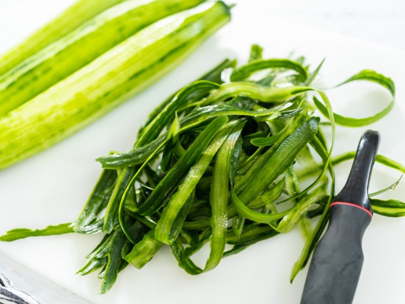 Cutting Ingredients White Cutting Board Make Summer Cucumber Salad