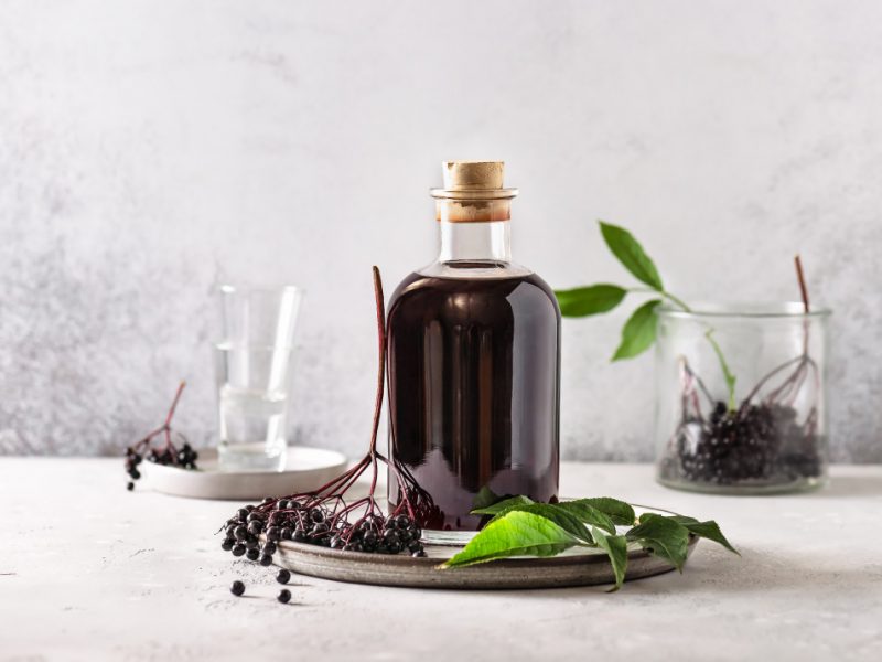 Delicious Black Elderberry Liqueur Glass Bottle