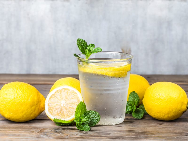 Homemade Lemonade With Fresh Lemon Mint