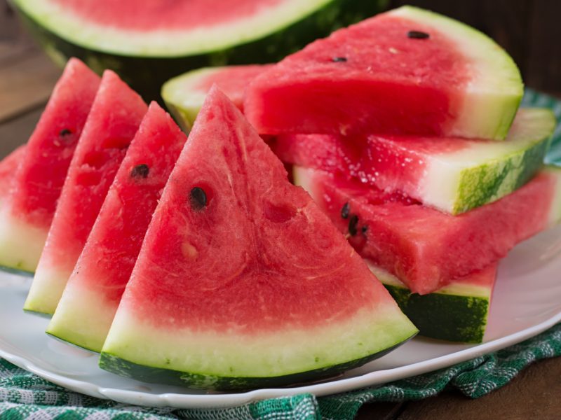Slices Juicy Tasty Watermelon White Plate