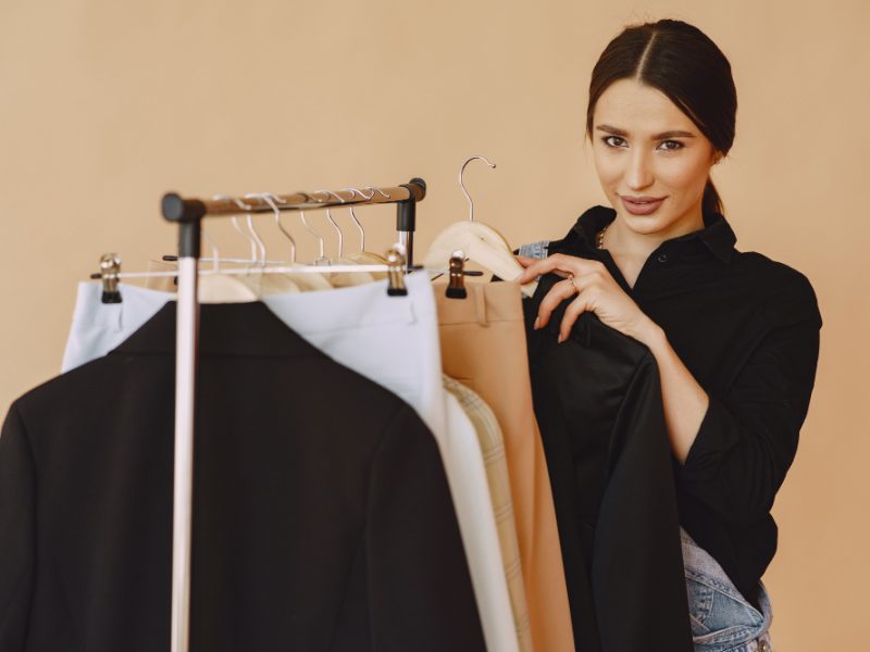 Woman Studio With Many Clothes