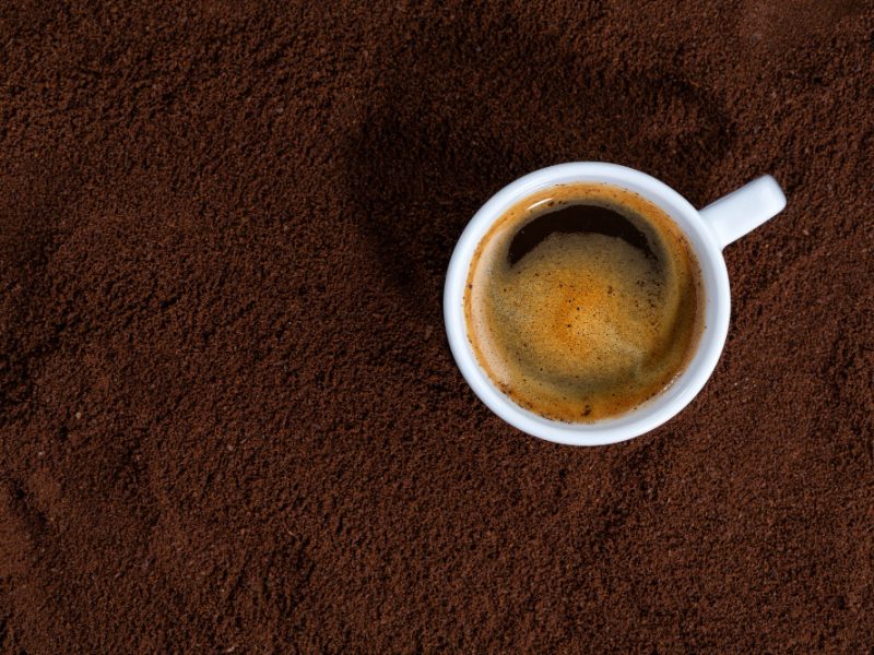 Cup Coffee Ground Coffee Closeup