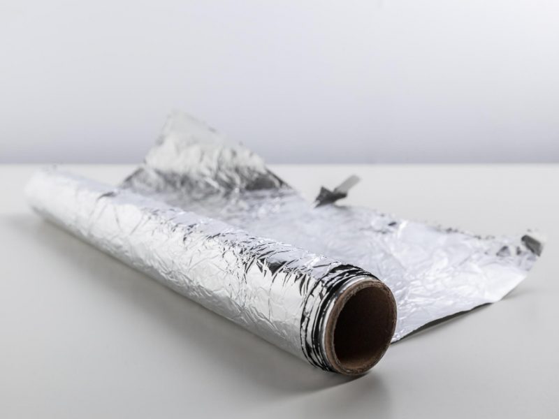 Roll Aluminum Foil Isolated White Background