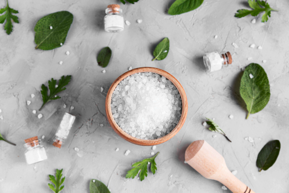 Flat Lay Natural Salt Concept