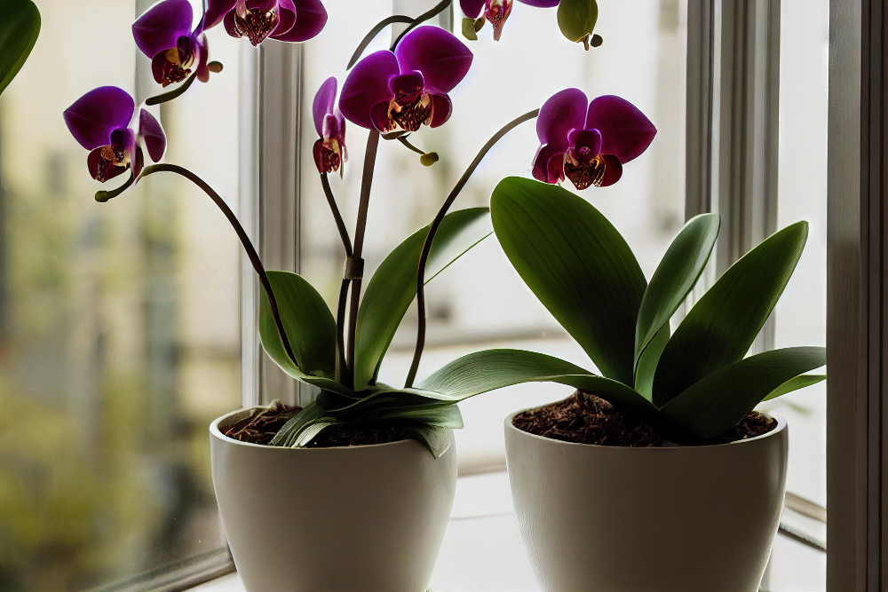 Plants Pink Orchid Flowers Pots Window