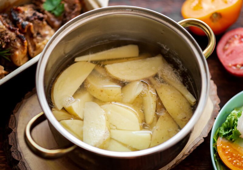 Cooking Boiled Young Potatoes Saucepan