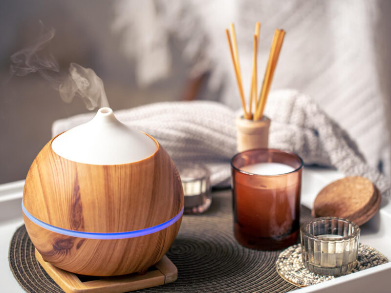 Cozy Composition With Aroma Diffuser Candles Home Interior