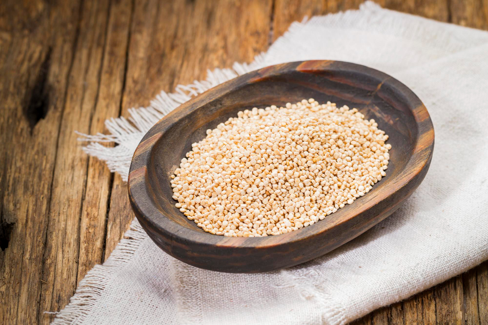 Quinoa Grains Container Healthy Cereal Closeup Image