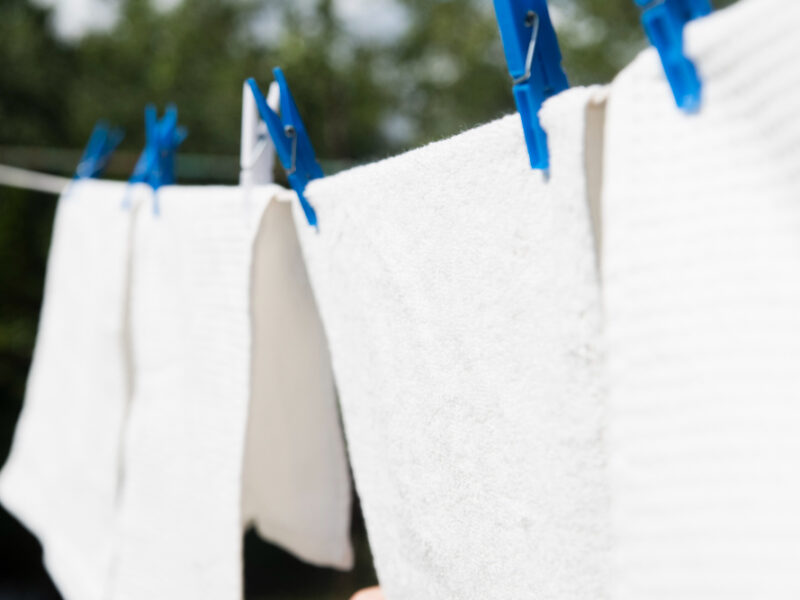 White Laundry Hanging String Outdoors
