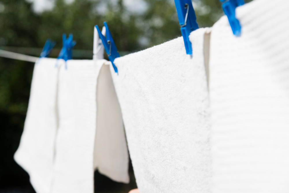 White Laundry Hanging String Outdoors