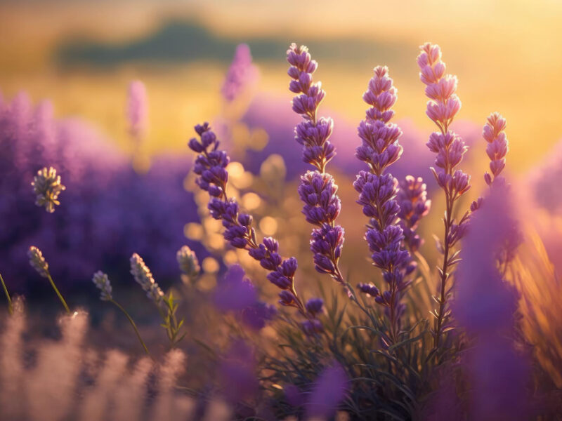 Lavender Flowers Blurred Background With Copy Space Text Spring Background