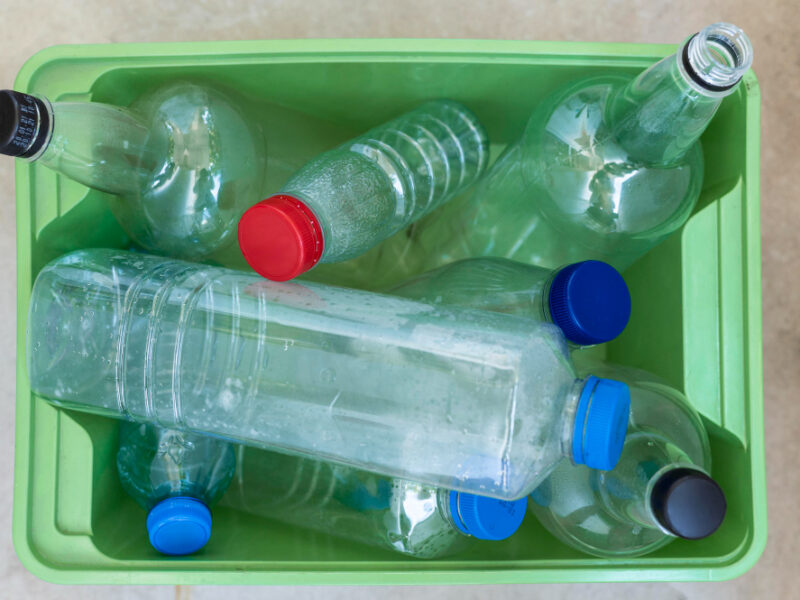 Top View Plastic Bottles Arrangement