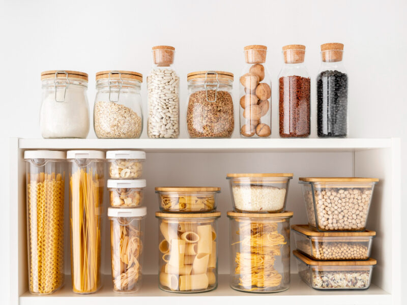 Assortment With Food Containers Shelves