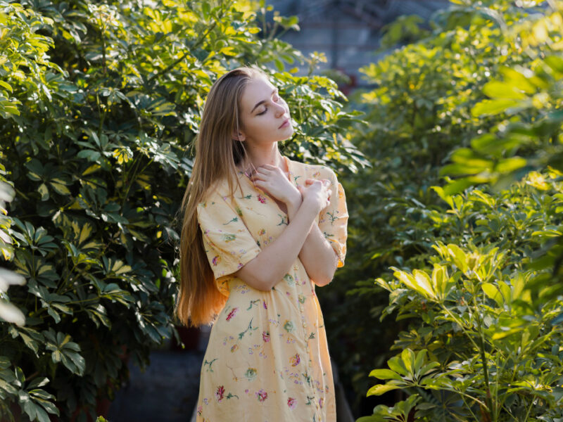 Artistic Shot Posing Woman Greenhouse