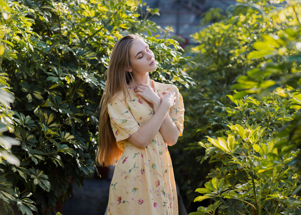 Artistic Shot Posing Woman Greenhouse