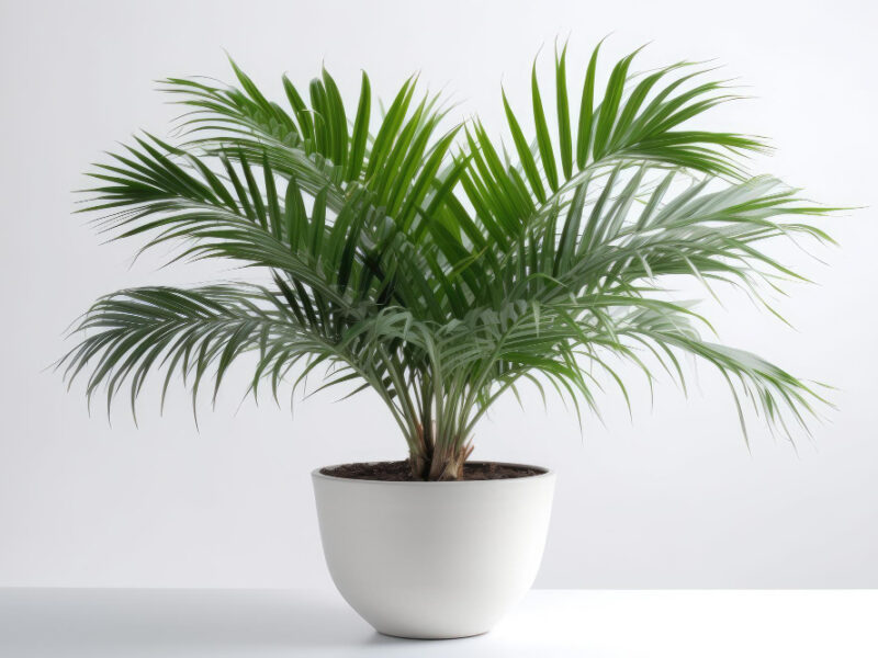 Majesty Palm Ravenea Rivularis White Pot White Background Generative Ai
