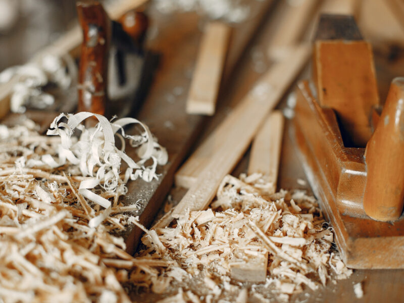 Handsome Carpenter Working With Wood