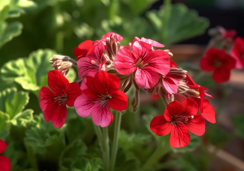 Tender Geraniums Flower Beautifully Bloomed With Natural Background Generative Ai