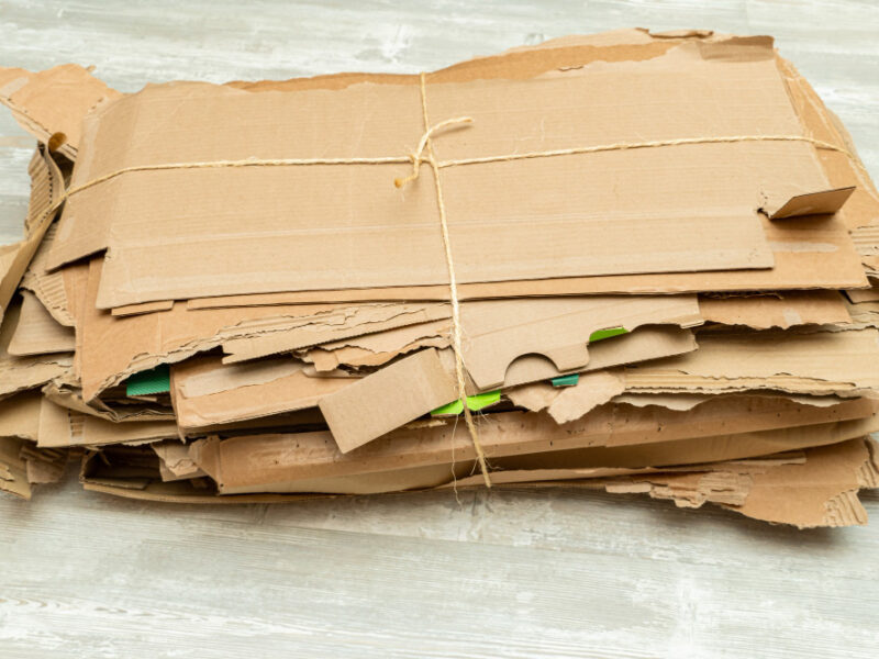 Many Torn Cardboard Boxes Assembled Bundle Stack Recycling