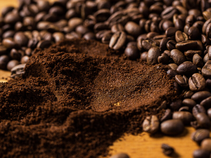 Coffee Beans Wooden Surface