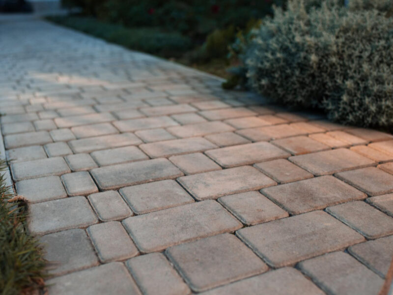 City Road Tiles With Pebble Sidewalk With Plants Grass Outdoor