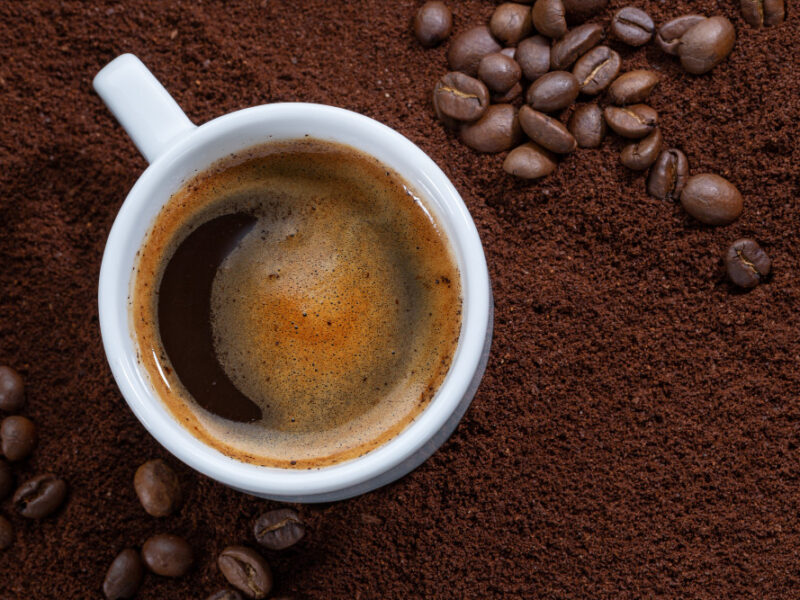 Cup Coffee Ground Coffee Closeup