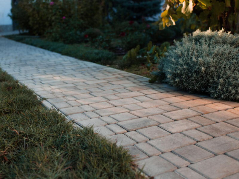 City Road Tiles With Pebble Sidewalk With Plants Grass Outdoor