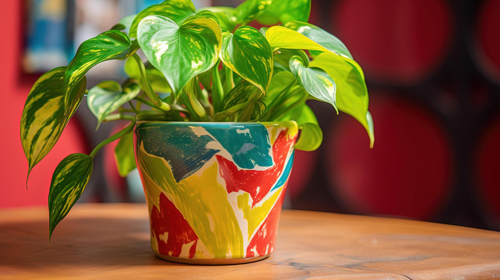 colorful-potted-plant-sits-table