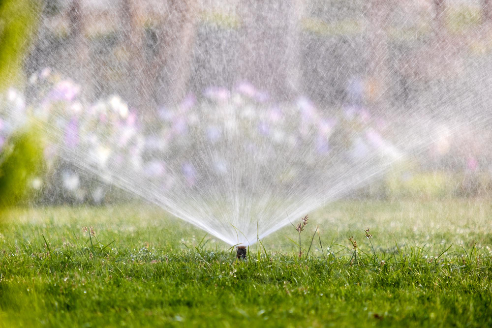 plastic-sprinkler-irrigating-grass-lawn-with-water-summer-garden-watering-green-vegetation-duging-dry-season-maintaining-it-fresh