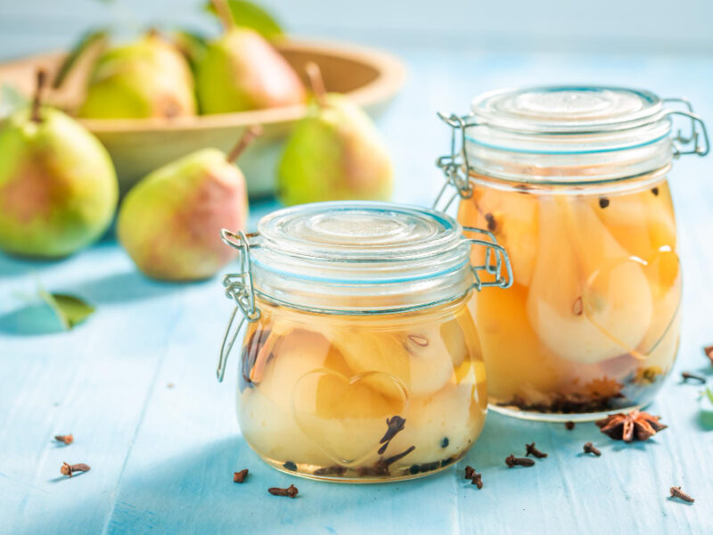Sweet Pickled Pears Jar With Spices