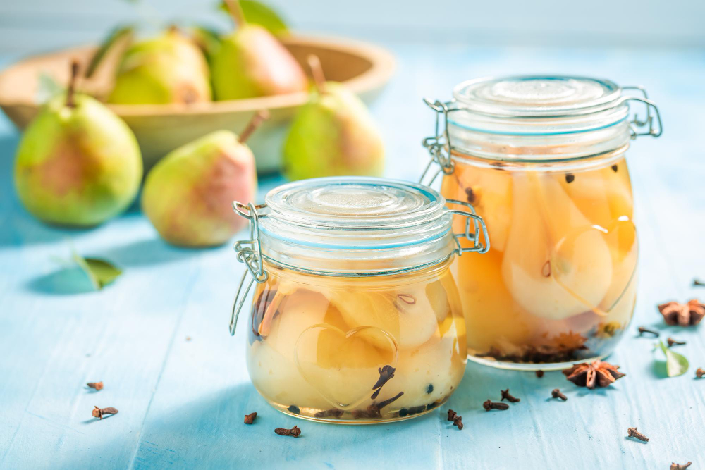 Sweet Pickled Pears Jar With Spices