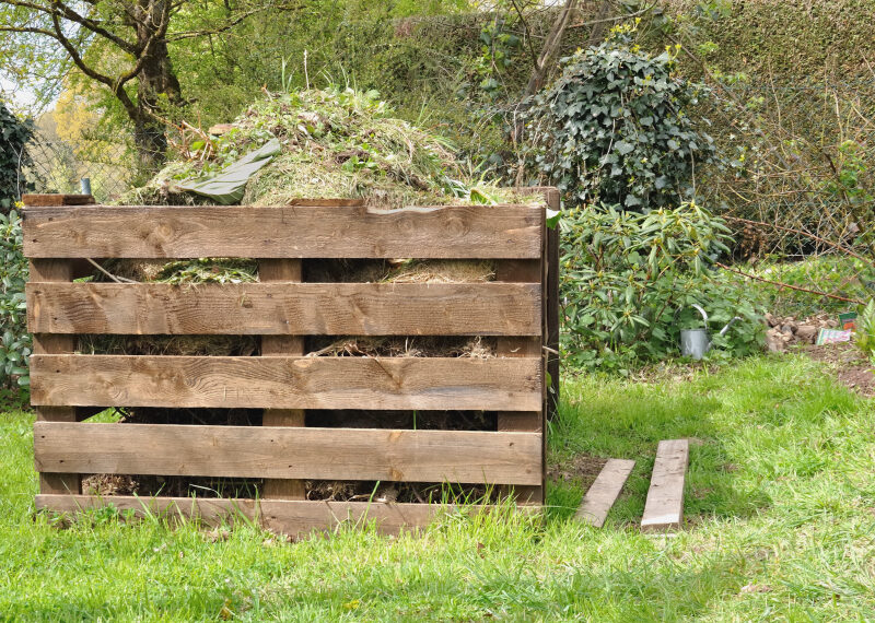 Wooden Composter Full Waste Garden