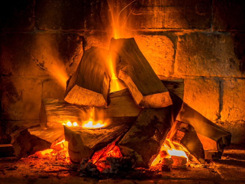Wood Burning Cozy Fireplace Home Keep Warm