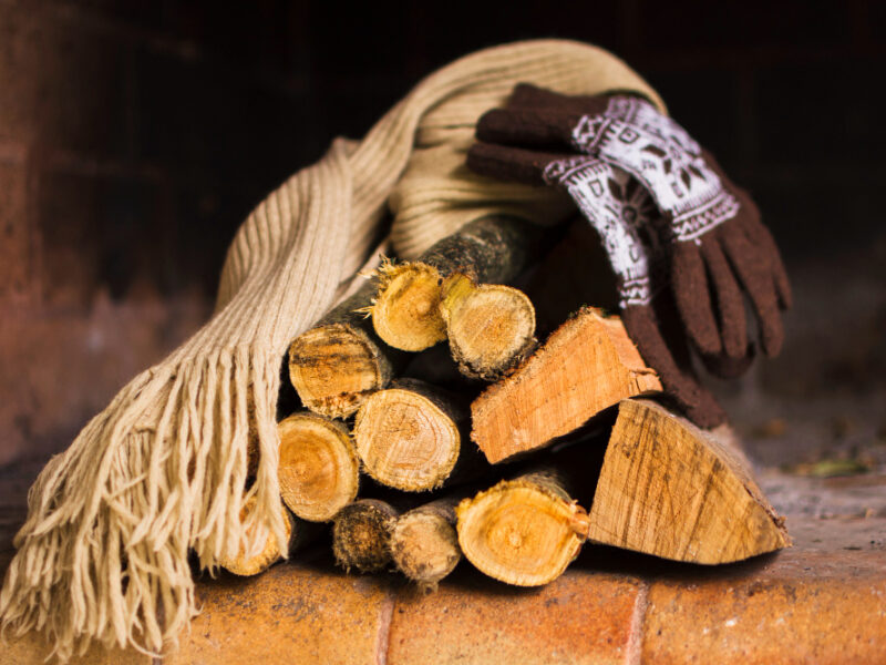 Scarf Gloves Firewood