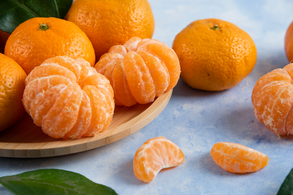 Close Up Fresh Organic Mandarins