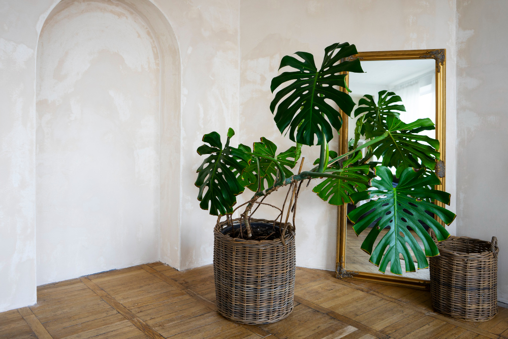 Room Decor With Potted Monstera Plant