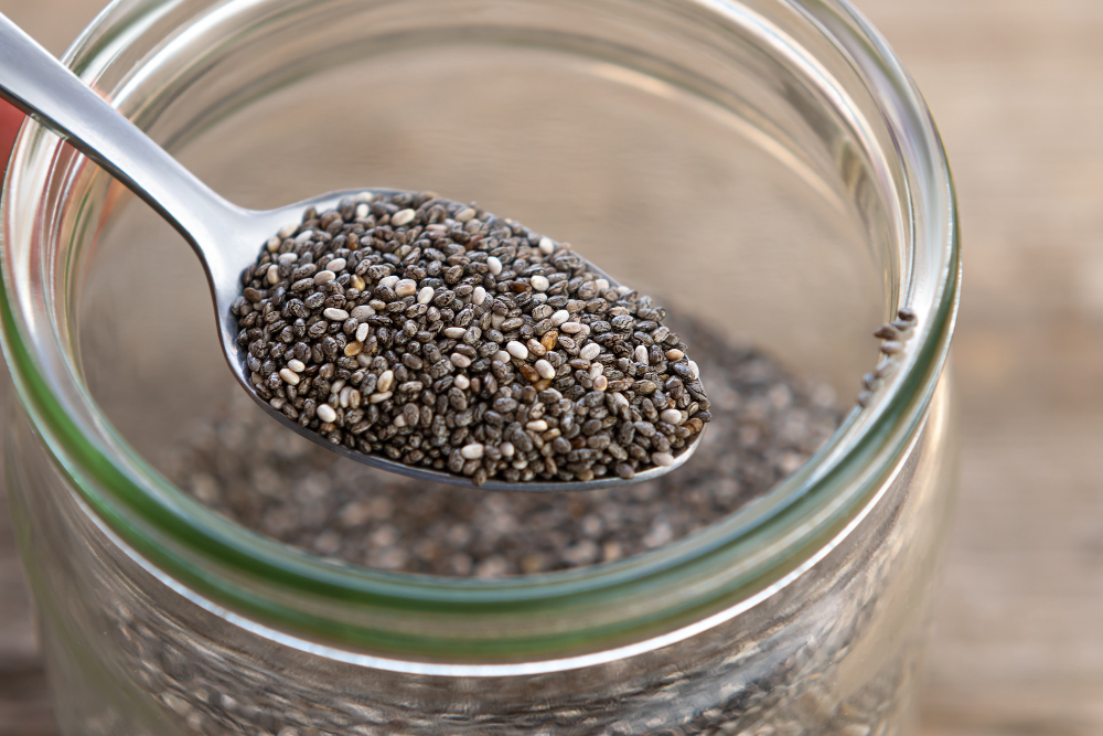 Nutritious Chia Seeds Spoon Close Up