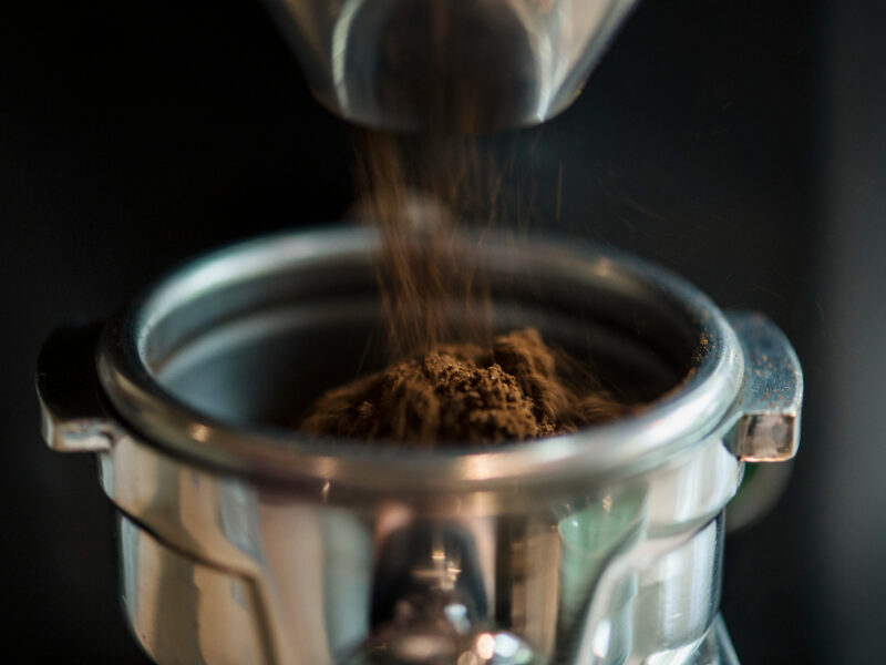 Closeup Fresh Grinding Coffee