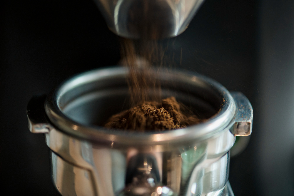 Closeup Fresh Grinding Coffee
