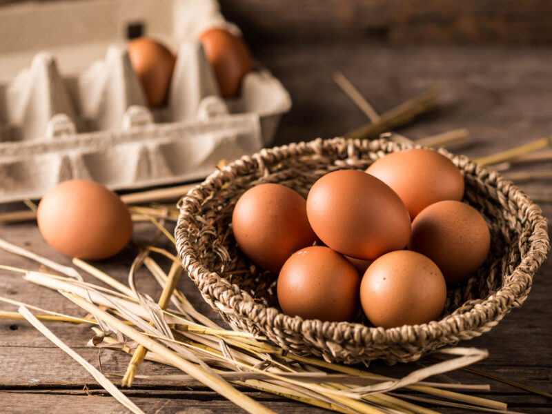 Eggs Wooden Table Background