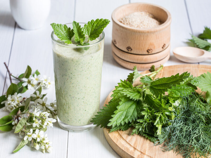 Smoothy Made Yogurt Nettle Herbs