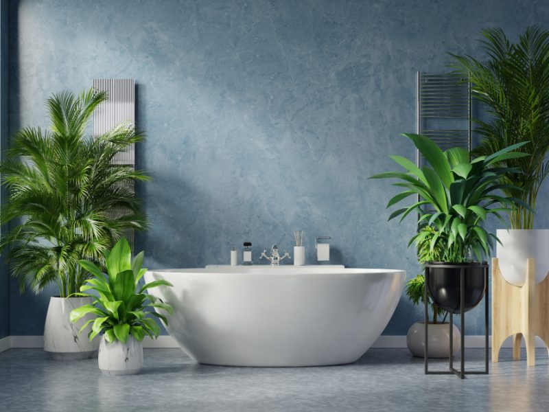 Modern Bathroom Interior Design Dark Blue Wall