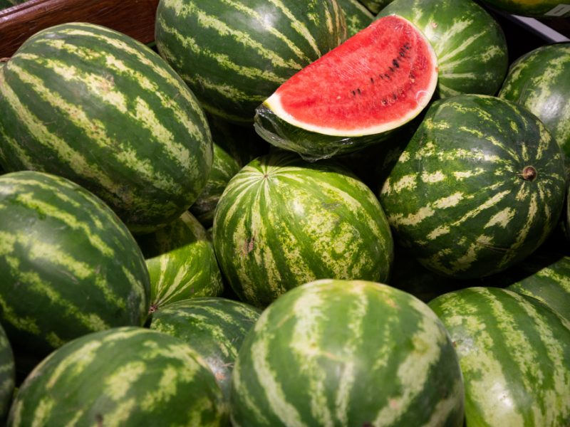 Close Up Mellow Water Melons Box Supermarket