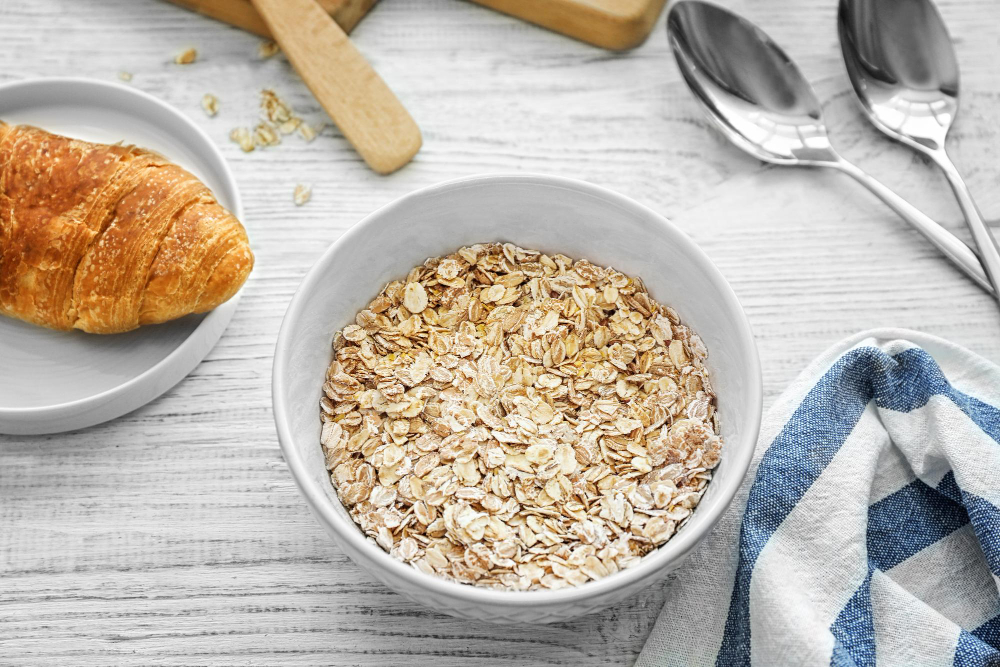 nutritious-oatmeal-breakfast-wooden-table