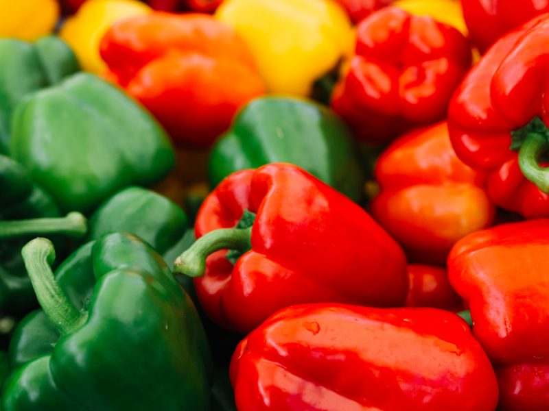 Close Up Green Red Bell Pepper