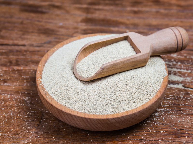 Organic Raw Yeast Baking Bread Against Background