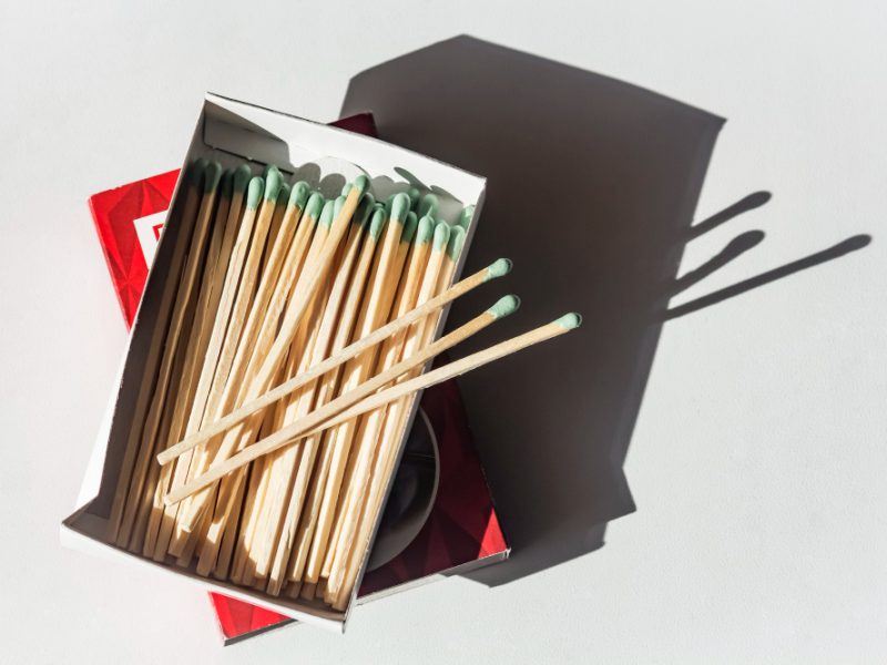 Box Wooden Matches White Background