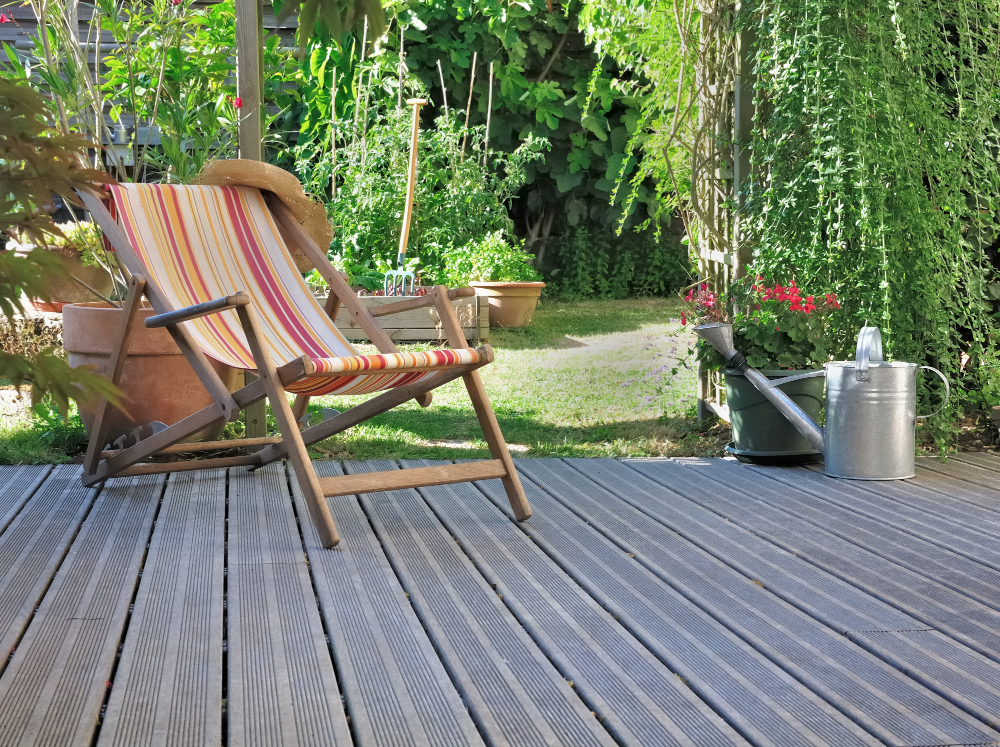 Lounge Chair Wooden Terrace Home Garden