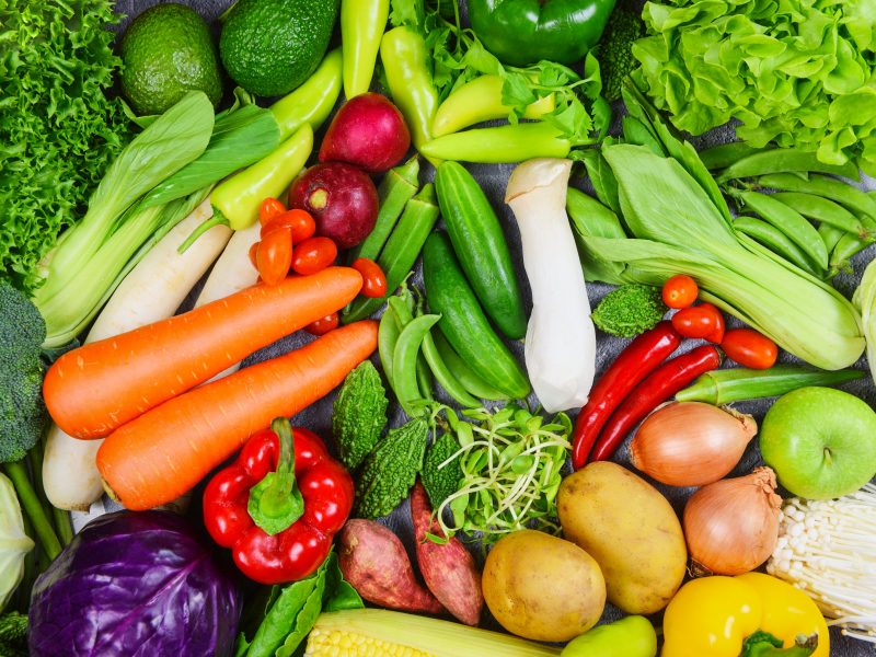 Mixed Vegetables And Fruits Background Healthy Food Clean Eating